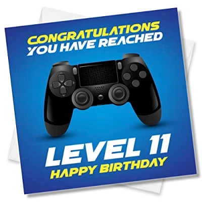 Image of Punkcards 11th Birthday Card Gamer Congratulation You Have Reached Level 11 Boys Cards Age Eleven Eleventh Video Game Gaming Daughter Son Nephew