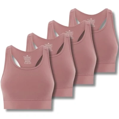 Image of FM London 4pk Racerback Sports Bra (UK, Alpha, S, M, Regular, Pink)