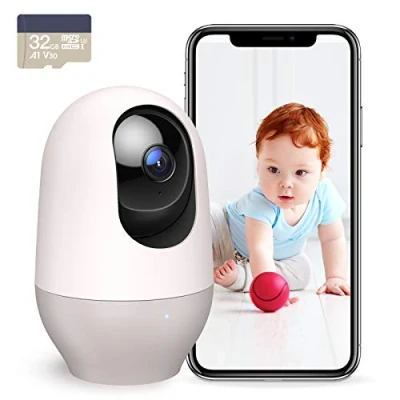 Image of Nooie Baby Monitor with 32G SD,360 degree 2K WiFi Smart Motion Tracking, IR Night Vision, 2 Way Audio &amp;Sound Detection, Works Alexa, SD Card and Cloud
