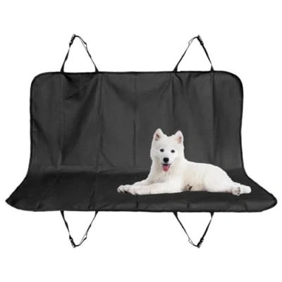 Image of GEEZY Dog Car Seat Cover Waterproof Nonslip Scratch Proof Back Seats Universal Fit Protects Against Pet Hair Dander Spills Stains Easy Install Machine Washable Nylon Material Black 144x144cm