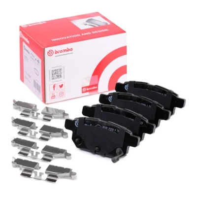 Image of D4M603AW0A Brake pad set BREMBO P 79 029 with acoustic wear warning anti squeak plate accessories SUZUKI: Baleno II Hatchback