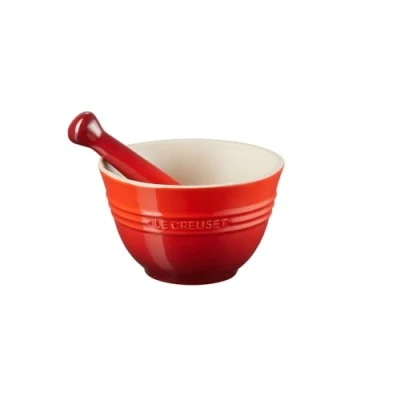 Image of Le Creuset Mortar and Pestle, Stoneware, 11.5 cm, 360 g, 300 ml, Cerise, 81209300600003