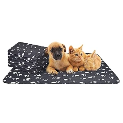 Image of Nobleza 6 x Dog Blanket Cat Cushion Puppy Kitten Sleep Pad Mat Pet Bed Cover Washable Warm Soft Fluffy Fleece Blankets Black75*75cm