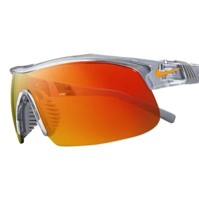 Image of Nike Show X1 Sunglasses, Shiny Wolf Grey/Orange Mirror, One Size