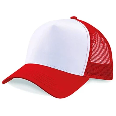 Image of Plain Trucker Cap Mesh Back Baseball Snapback Red/White