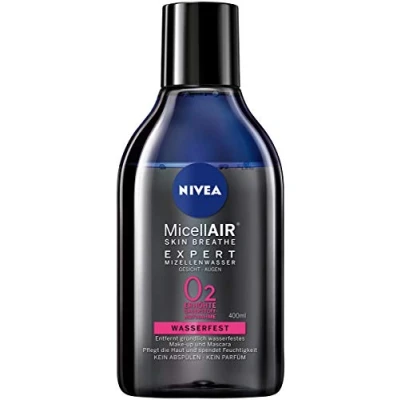 Image of Nivea Micellair Skin Breathe Expert Mizellenwasser Waterproof in 2&#039;s Pack (2 x 400 ML), Micellar Cleansing Water for Make Up Sauerstoff Aufnahme the through Remover