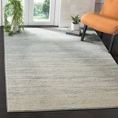 Image of Safavieh Modern Ombre Rug for Living Room, Dining Bedroom Adirondack Collection, Short Pile, in Slate and Cream, 122 X 183 cm