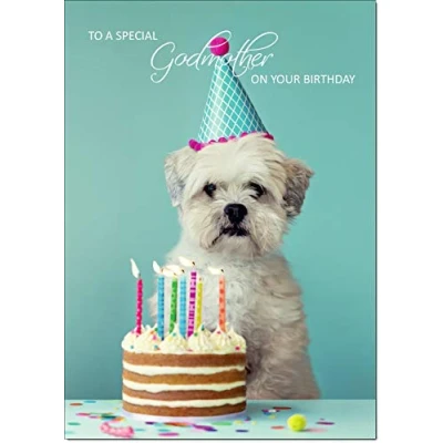 Image of doodlecards Godmother Birthday Card Medium Size with Plain Envelope