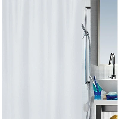 Image of Spirella Primo White Textile Polyester Shower Curtain, 180 x 200 cm,