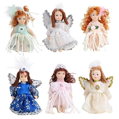 Image of Toyland® 6 x Assorted Miniature Porcelain Angel Dolls Collectors Items Fairy Garden Accessories