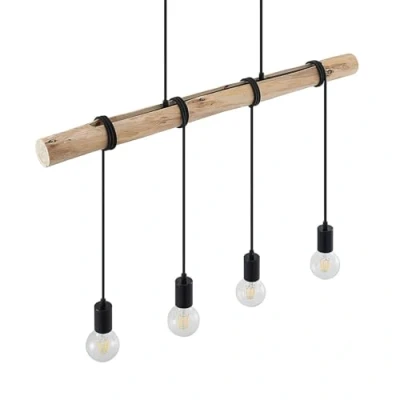 Image of Lindby Ferris wooden hanging light, four bulb