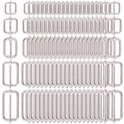Image of Swpeet 100 Pcs Metal Rectangle Adjuster Triglides Slides Buckle, Roller Pin Buckles Slider Strap for Belt Bags DIY Accessories 13mm / 15mm 20mm 25mm/ 35mm