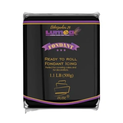 Image of Dekozauber24 fondant Icing black, 500g, ready to roll, roll out for cake decorations, sculptures and more, edible sugar paste gluten free