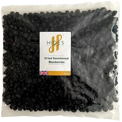 Image of Hides Fine Foods Dried Sweetened Blueberries 500g Suitable for Vegetarians Baking Granola Breakfast Muffins Snacking Desserts Great Source of Vitamins High in Fibre.