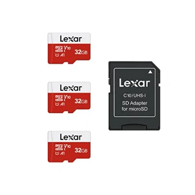 Image of Lexar 32GB 3 Pack Micro SD Card E Series, microSDHC UHS I Flash Memory with Adapter Up to 100MB/s, A1, U1, Class10, V10, High Speed TF (3 microSD Cards + 1 Adapter)