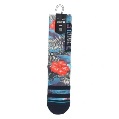 Image of Stance OG Cocopalms Crew Socks Teal Floral Patterned Calf Large