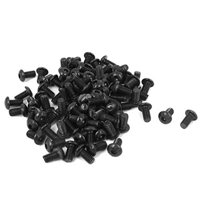 Image of Sourcingmap M4 x 8mm Alloy Steel Hex Socket Button Head Machine Screws Black 100 Pcs