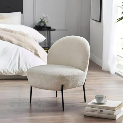 Image of Julian Bowen Lulu Boucle Accent Chair Ivory, 77 x 60 64