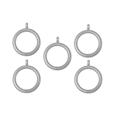 Image of Merriway BH03266 (24 Pcs) Plastic Curtain Drapery Pole Rod Rings with Fixed Eye, Inner Diameter 25mm (1 inch) Outer 32mm (1.1/4 Chromed Pack of 24 Pieces