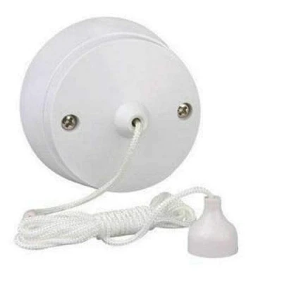 Image of SDMAX White Ceiling Pull Cord Switch, 6Amp 1 Way Bathroom/Toilet Light Switches,2 Switch,Long String Pullcord Round Mounted