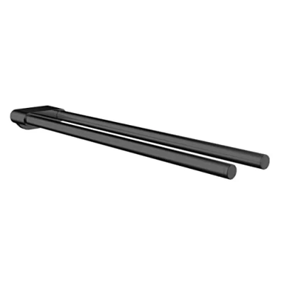Image of EMCO Flow Wall Mounted Towel Rail Two Arms Rigid Metal Bath for Towels Black 430mm
