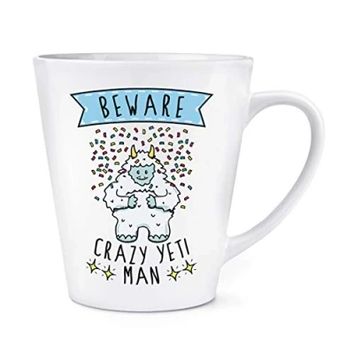 Image of Beware Crazy Yeti Man 12oz Latte Mug Cup