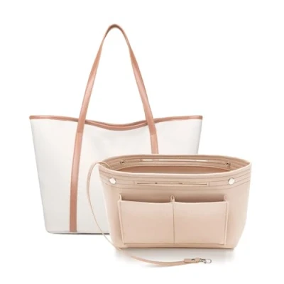 Image of Joqixon Handbag Organiser Insert, Bag Insert with Handles Keychain, Felt Liner Tote Travel Purse, Small