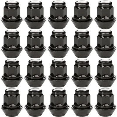 Image of GAsuppply 20x Wheel Nuts M12 x 1.5 28 mm, SW19 60, Aluminium Rims for Ford Fiesta Focus Fusion Escort Mondeo Kuga B Max Cougar, Volvo, Acorn Seat with Movable Cone Ring (Black)