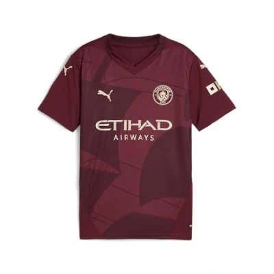 Image of PUMA Manchester City Kids Third Shirt 2024/25 Season Burgundy Size: 7/8 Years