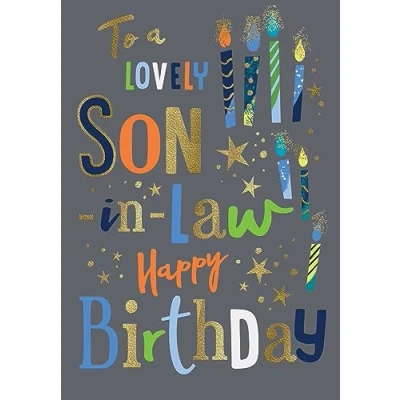 Image of Avant Garde Studios Birthday Card Son in Law Candles 9 x 6 inches