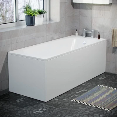 Image of Nes Home 1700mm Modern High Gloss White Front &amp; End Bath Panel Acrylic Bathroom