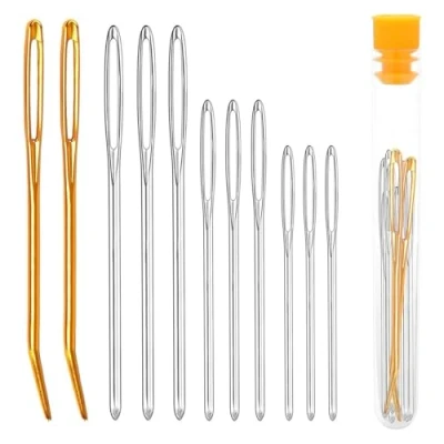 Image of 11pcs Large Eye Blunt Needles, Darning Needle, Stainless Steel Yarn Knitting Needles Sewing Wool Needle Hand for Crochet Projects