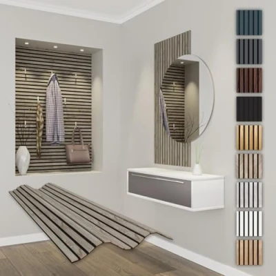 Image of HEXIM Acoustic Panels, 118 x 60 cm, Flexible Slat Wall, Wood MDF Wall Cladding, Interior Decoration, Soundproofing (1 Panel / 0.708 m² Sonoma Oak APF06)
