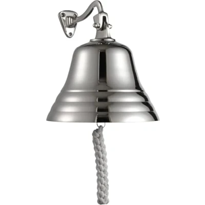 Image of Assorted Collections Bar Home Pub Accessories Hand Doorbell Wall Mounted Nautical Decorations Unique Silver Bell with Loud and Crisp Sounds Ideal for Christmas, (6 Inch)