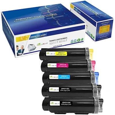 Image of 5 Packs Compatible Toner Cartridges 6510 6515【Extra High Yield】 5500 Pages BK 4300 C M Y for Xerox Phaser 6510n 6510dn 6510dni 6510dnm 6515n 6515dn 6515dni 6515dnm Printer Packaging May Vary