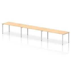 Image of Impulse Bench Single Row 3 Person 1800 Silver Frame Desk Maple