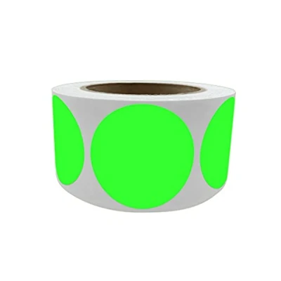 Image of Royal Green Colored Dot Stickers 2 Inch Roll Fluorescent Labels in 5CM (50MM) 600 Pack