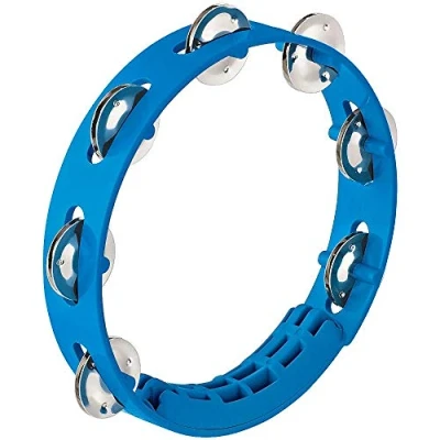 Image of Nino Percussion Compact Tambourine Instrument Musical for Children from 3 Years Diameter 8 inch Plastic, Blue (NINO49SB)