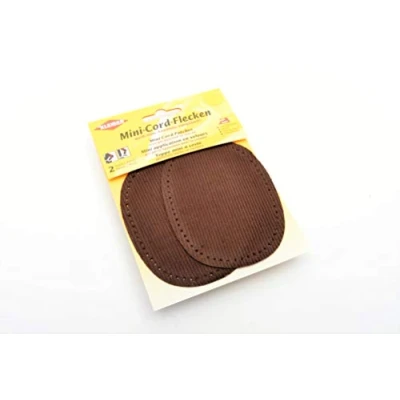 Image of Kleiber Small Iron On or Sew Oval Cord Arm/Knee Patches Brown