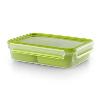 Image of Tefal Master Seal to Go Snack Box with Inserts Food Storage, Clear/Green, 1.2 Litre
