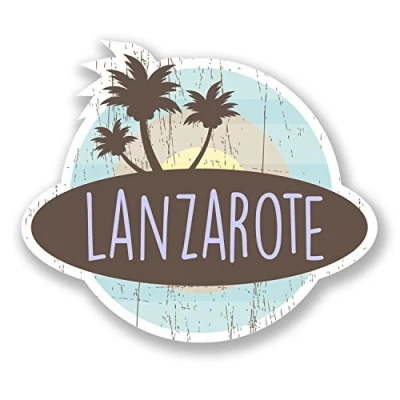 Image of 2 x 10cm Lanzarote Island Spain Vinyl Sticker Laptop Travel Luggage Label #6761 (10cm Wide 8.5cm Tall)