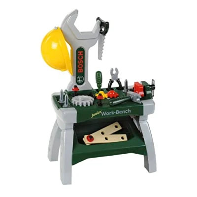 Image of Theo Klein 8604 Bosch workbench Junior I incl. Helmet, vice, tools, slats, nails, screws and nuts Dimensions: 49 cm x 29 71 Toys for children aged 2 over