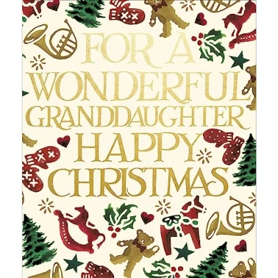 Image of Woodmansterne Wonderful Granddaughter Christmas Card Emma Bridgewater Festive Print with Foil Details Eco Friendly and Recyclable