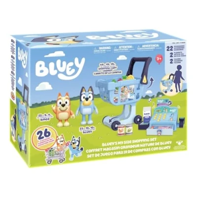 Image of Bluey&#039;s My Size Shopping Cart And Cash Register 26 Pieces