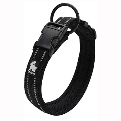 Image of Truelove Dog Training Collar TLC5011 Reflective Premium Buckle Nylon Webbing Pet Collars,High Grade No Choke Basic Collars Now Available (3XL, Black)