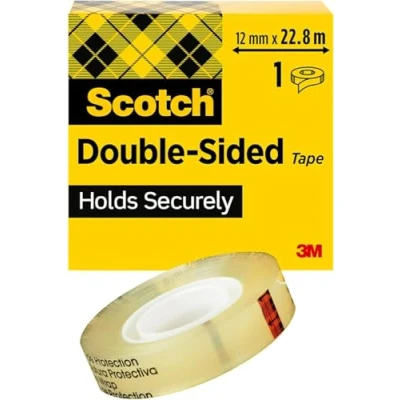 Image of Scotch Double Sided Tape, 1 Roll , 12 mm x 22.8 m Clear Sticky Strong, Long Lasting, and Photo Safe