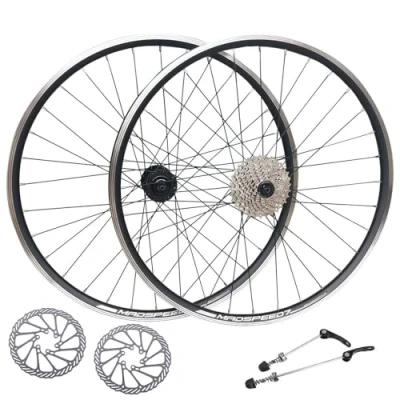 Image of Madspeed7 QR 29&quot; 29er (ETRTO 622x19) MTB Mountain Bike Wheel Set + 9 Speed Cassette (11 32t) 160mm Disc Brake Rotors Sealed Bearings Hubs (Very Smooth Hubs) Double Wall Rims 32x Black Spokes