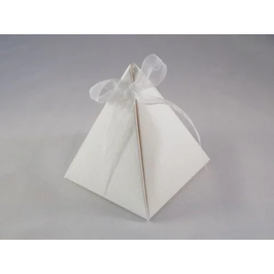 Image of 30 x Hammered White Pyramid Wedding Favour Boxes