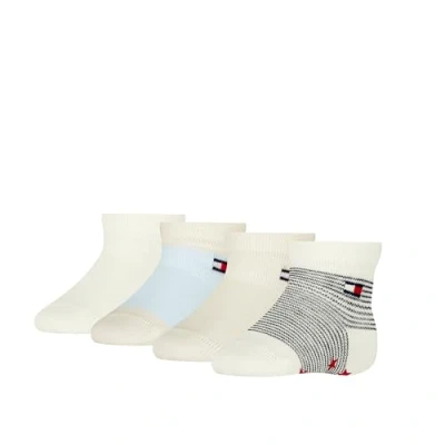 Image of Tommy Hilfiger BABY SOCK Breton ABS Unisex 4 PACK Socks for kids, Size: 0K 2K, White/blue