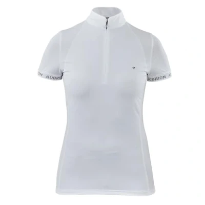 Image of Aubrion Shires Newbel Young Rider Childrens Show Shirt White 7 8 Years